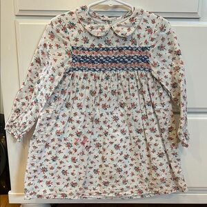 Baby Boden Floral Dress with Peter Pan Collar
